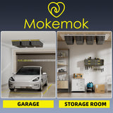 Mokemok Overhead Garage Storage Rack Extra Large-Organizes Up to 15 Tote Bins 0.1-inch Thickened Heavy Alloy Steel Garage Tote Storage System with Adjustable Rails-Ceiling Storage Rack Mokemok