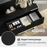 LYNSOM 6 Drawers Fluted Dresser for Bedroom, 55" Wide Modern Chest of Drawers with Metal Handle and Curved Profile Design, Dresser TV Stand, Wood Drawer Organizer for Living Room, Hallway, Black LYNSOM