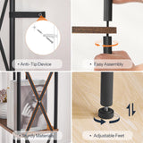 HOOBRO Corner Bookshelf, 4-Tier L-Shaped Bookcase, Industrial Open Display Shelf Tall Storage Organizer, Vertical Storage Rack, for Living Room, Home Office, Rustic Brown and Black BF59SJ01 HOOBRO