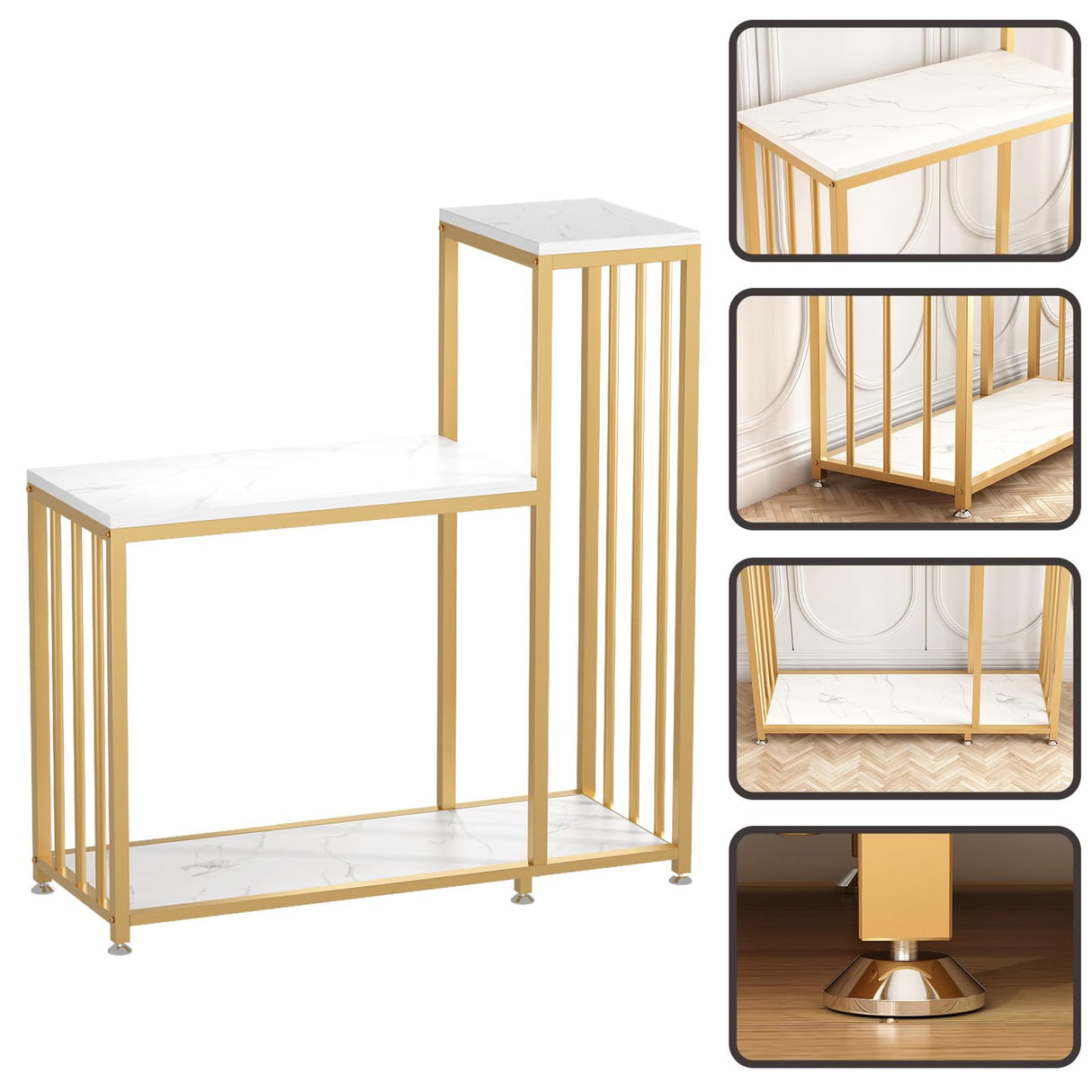 WOULHOMY 29 Gallon Fish Tank Stand, Metal Aquarium Stand with Shelves for Fish Tank Accessories Storage, Reptile Tank Turtle Terrariums Stand for Home Office (Gold) WOULHOMY