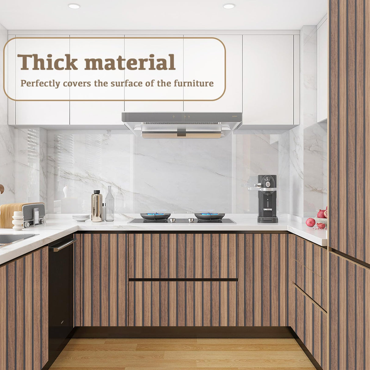 Abyssaly Wood Slat Wallpaper, Brown Shiplap Wood Grain Contact Paper Peel and Stick, Removable Self Adhesive Faux Wood Panel Wall Covering for Cabinets and Drawers 17.7 in X 236.2 in Abyssaly