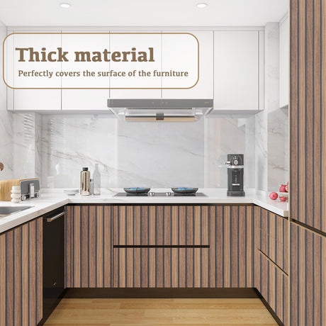 Abyssaly Wood Slat Wallpaper, Brown Shiplap Wood Grain Contact Paper Peel and Stick, Removable Self Adhesive Faux Wood Panel Wall Covering for Cabinets and Drawers 17.7 in X 236.2 in Abyssaly
