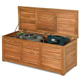 FANTASK 47 Gallon Acacia Wood Deck Box: Stylish Outdoor Storage & Seating Solution FANTASK