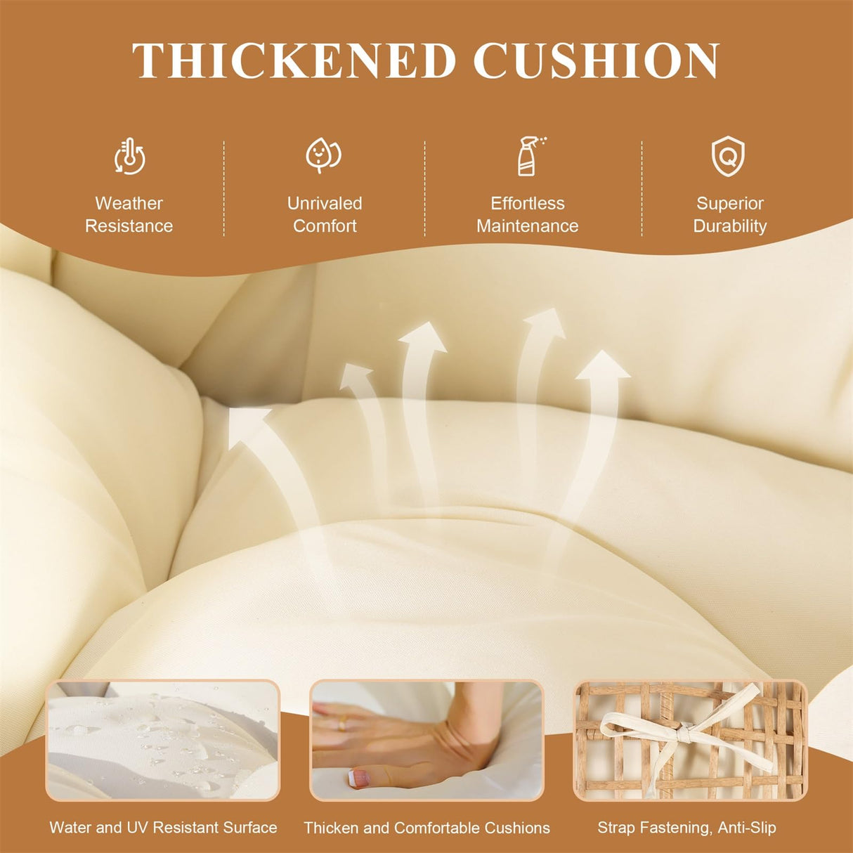 FINCATI Indoor Outdoor Double Egg Chair, 2 Person Oversized Wicker Rattan Stationary Lounge Chair with Legs, 680 lbs Loveseat Boho Egg Basket Chairs for Patio Garden Backyard Living Room Beige FINCATI