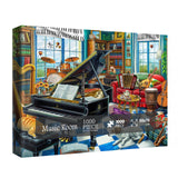 Music Room Puzzles for Adults 1000 Pieces, Pretty Musical Art Jigsaw Puzzles, Funny Cat Dog Puzzles BBOLDIN