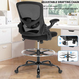 Drafting Chair, Ergonomic Standing Desk Chair with Flip-up Armrests, Tall Office Chair for Standing Desk, Counter Height Office Chairs with Footrest and Adjustable Lumbar Support Chairoyal