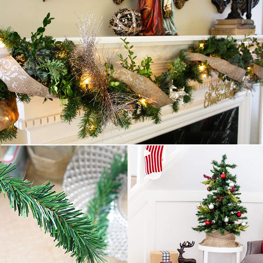 DearHouse 40Feet Christmas Garland, 2 Strands Artificial Pine Garland Soft Greenery Garland for Holiday Wedding Party,Stairs,Fireplaces Decoration, Outdoor/Indoor Use DearHouse