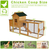 Ecolinear 80” Mobile Chicken Coop for 1-2 Chickens with Wheels,Outdoor Wooden Hen House with Nesting Box,Large Rabbit Hutch, Outside Poultry House,Wire Fence Run Cages,Weatherproof for Backyard,Wood ECOLINEAR