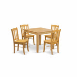 East West Furniture OXDL5-OAK-W 5 Piece Modern Dining Table Set Includes a Square Wooden Table and 4 Kitchen Dining Chairs, 36x36 Inch, Oak East West Furniture