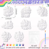 Leyndo 24 Set Unicorn Painting Kit Bulk Craft Kits DIY Paint Your Own Ceramic Figurines to Paint Unpainted Ceramic Plaster Painting Crafts for Party Favor Birthday Decorations Leyndo