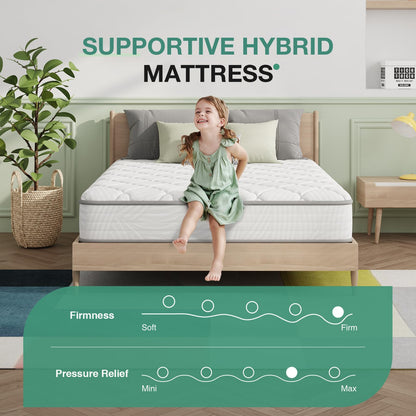 Novilla Queen Mattress 8 inch, Hybrid Queen Size Mattress in a Box, Innerspring Mattress with Comfortable & Breathable Foam, Supportive Mattress for Back Pain Relief, Certipur-Us Certified