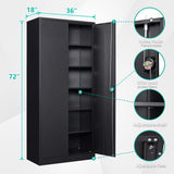 SISESOL Metal Storage Cabinet with Shelves,Garage Storage Cabinet with Lock,Black Metal Cabinet with Locking Doors,Steel Cabinet,Lockable Storage Cabinet for Home,Office,Shop,Garage Cabinets 72x36x18 SISESOL