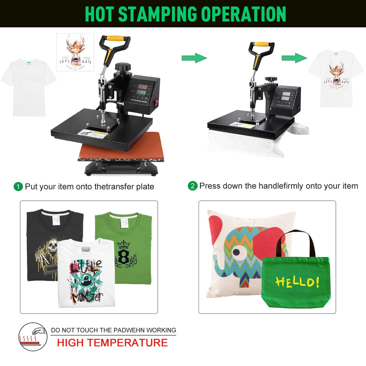 Slendor Heat Press Machine for T Shirts 12x10 Inch Digital T Shirt Pressing Machine 360-Degree Swing Away Heat Transfer Sublimation with Two Teflon Sheets Slendor
