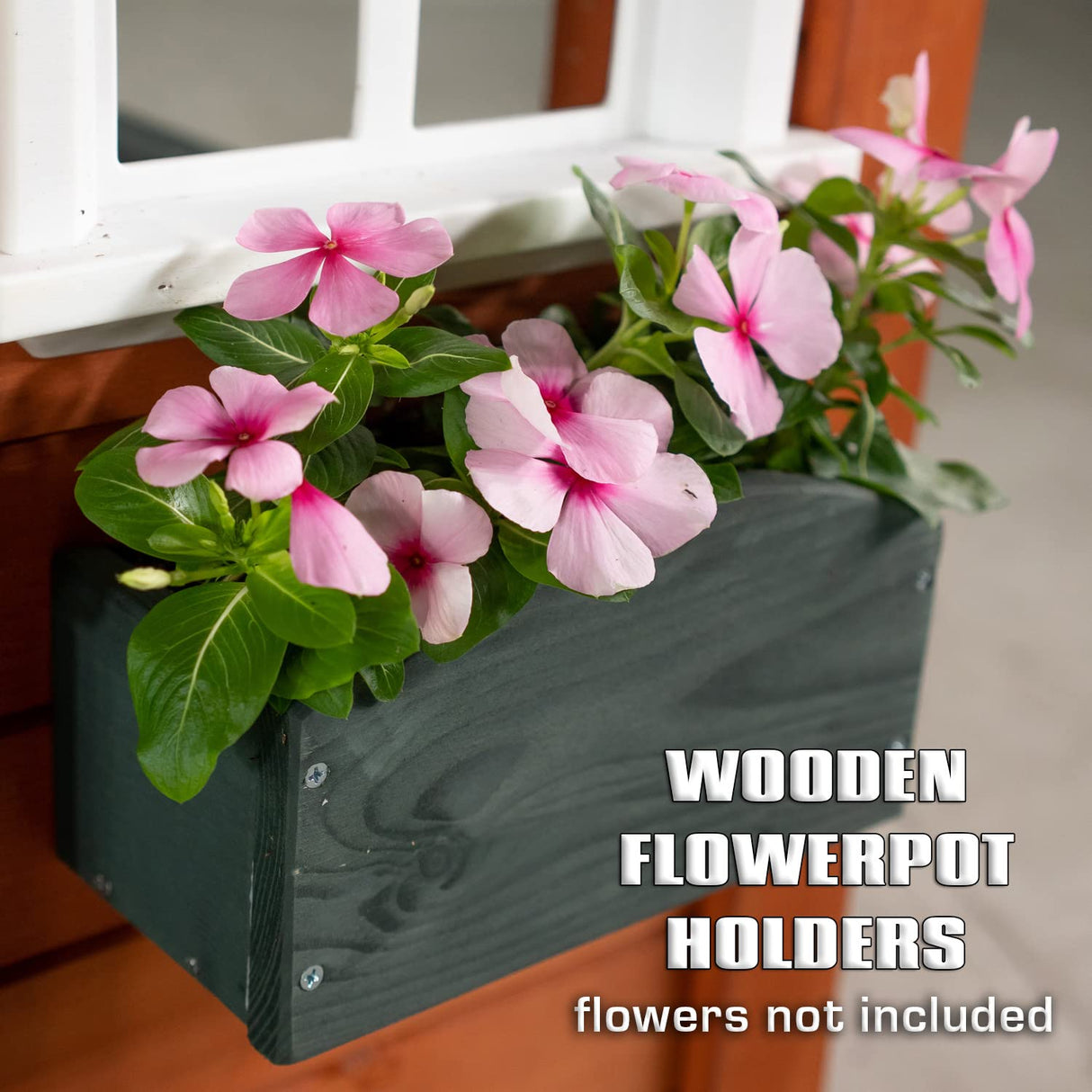 Sportspower Woodbridge Wooden Outdoor Backyard Playhouse with Flower Boxes, Red Sportspower