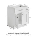 Brookings 24 Inch Bathroom Vanity, Ready to Assemble, Solid Wood, Sherwin Williams® White – Design House, 586933 Design House