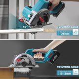 ZUYIYI 6 Inch Cordless Mini Circular Saw for Makita 18V Battery(Not Inclued), 12000RPM 2"(90°) Cutting Depth, Brushless Compact Tile Saw for Wood, Tile, Metal, Plastic, for 5-1/2, 5-3/8 Inch Blade ZUYIYI
