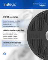 Inslogic PETG Pro 3D Printer Filament 1.75 mm, High-Speed Matte PETG Filament, Stronger Toughness, 1 kg Spool, Dimensional Accuracy +/- 0.02 mm, Compatible with FDM Printers, Black Inslogic