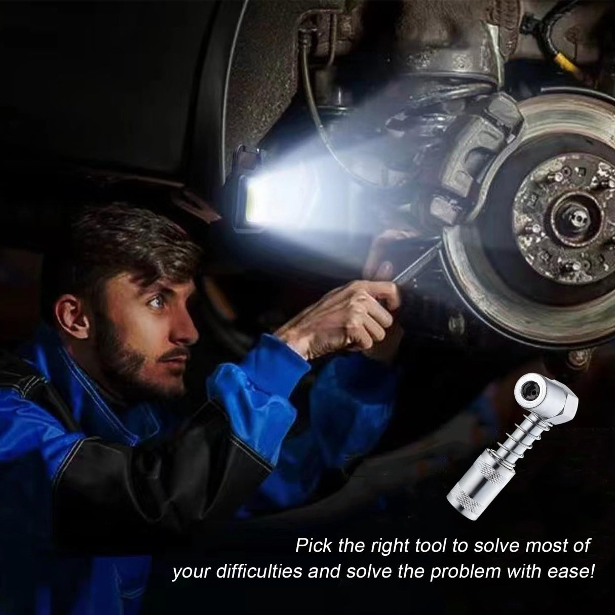 Wevdn 90 Degree Grease Coupler Adapter, Sturdy Steel Grease Coupler Adapter with Sleeves for Tight Spaces, Grease Gun Lubrication Tool for Car Farm Truck Industrial Use (Big Sleeve) Wevdn