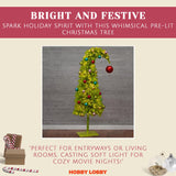 5 Ft Prelit Christmas Tree with Stand – Artificial Lighted Christmas Tree for Indoor Use – Whimsical Plastic Trees w/Metal Base & LED Lights - Holiday Decor for Living Room, Tabletop Hobby Lobby