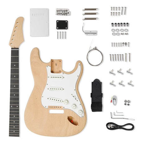 Ktaxon DIY Electric Guitar Kit with Mahogany Body, KST-Style 6 Strings Electric Guitar Kits W/Maple Neck, Techwood Fretboard, SSS Pickups, Shoulder Strap, All Accessories Included Ktaxon