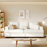 Comkei 89" 3 Seater Couches for Living Room Sofas Comfy Sectional Couch with 24" Deep Seat Loveseat Sofa for Small Apartment, Cream White Comkei