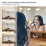 Vabches Makeup Vanity with Lighted Mirror & Power Outlet, White Vanity Set Vanity Desk, Clearance Makeup Vanity 3 Lighting Colors, Brightness Vabches