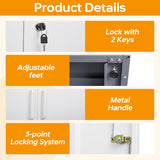 STANI Metal Garage Storage Cabinet with Lock, 71" Steel Lockable File Cabinet, Locking Steel Storage Cabinet with 4 Adjustable Shelves for Home, Office, Warehouse, Garage, School (White+Grey) STANI