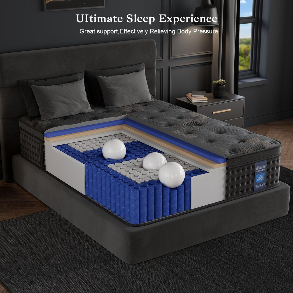 Full Mattress,12 Inch Full Size Hybrid Mattress with Memory Foam and Individual Pocket Spring for Motion Isolation,CertiPUR-US Certified. Huwesal