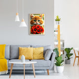 GDYEEH DIY Kitten 5D Diamond Art Kits, Round Full Drill Sparkling Poppies Flowers Diamond Painting Picture, Fantasy Cat Painting by Numbers Art Kits for Adults Beginners Home Wall Decor 12x16 inch GDYEEH