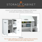 Inval, 71" H x 23.6" W x 17.1" D, White Kitchen Microwave Storage Cabinet with 3 Drawers, Kitchenette Standing Pantry Inval