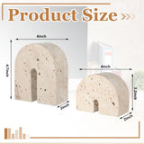 Newtay 2 Pcs Marble Bookends for Shelves 5 Inch and 3 Inch Natural Travertine Book Ends Decorative Stone Bookends Heavy Duty Marble Book Holder for Bookshelf Home Decor Newtay