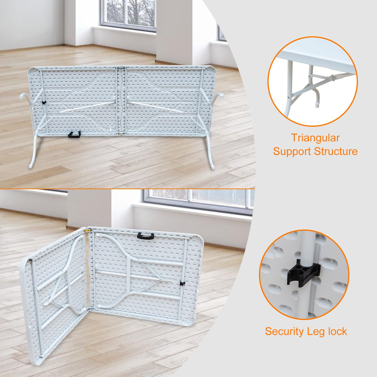 SculPong Folding Table Camping Table Multi-Purpose Picnic Table Outdoor Indoor Casual Party Table 6FT SculPong