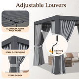 Jolydale Louvered Pergola 12ft x 20ft Outdoor Aluminum Pergola with Adjustable Top for Decks, Gardens and Backyards, Gray Jolydale