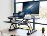 Mount-It! Adjustable Height Standing Desk Converter, Extra Large 48” Wide Tabletop for Dual Monitors, Stand Up Desk Riser to 19.25" Tall - Electric Raising Desk Convertor in Black Mount-It!