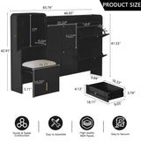 MOIANJI Modern Shoe Cabinet with 4 Flip Drawers, Large Shoe Storage Cabinet with Hidden Stool & Adjustable Shelves, Wood Shoe Rack Organizer for Entryway Foyer Hallway Living Room, Black MOIANJI