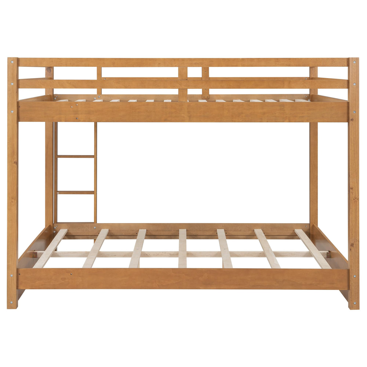 Harper & Bright Designs Queen Over Queen Bunk Bed with Guardrails, Wood Bunk Beds with Ladder, Bunk Bed Frame for Kids, Adults, Teens, Space-Saving, Solid Wood Structure, Natural Harper & Bright Designs