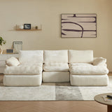 Vamcheer Modular Sectional Cloud Couch, Utra Soft U Shaped Couch with 2 Movable Ottoman, Deep Seat Boneless Couches for Living Room Bedroom, No Assembly Required, Beige Vamcheer