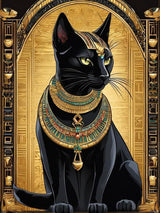 Egyptian Bastet Cat DIY Diamond Painting Kits, Egyptian Mythology Full Drill Round Diamond Dots Paintings for Beginners 5D DIY Diamonds Pictures Gem Art Painting Set 12x16 Inch JXAVAXDE