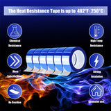 MEBMIK 6 Rolls 20mm x16m(52FT) Blue Heat Tape High Temperature Heat Resistant Tape Heat Transfer Tape for Heat Sublimation Press Vinyl,No Residue MEBMIK