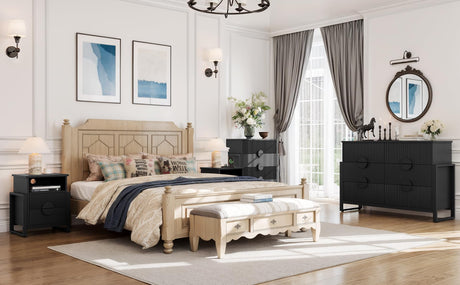LGHM Fluted Dresser for Bedroom with 4 Drawers, Modern 4 Drawers Dressers with Semicylinder Fluted, Solid Chest of Drawers, 36" Tall Dresser with Bold Steel Frame, Metal Handles, Black LGHM