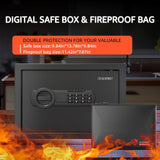 Goldenkey 1.2 Cu.Ft Modern Fireproof Safe – Digital Safe with Fireproof Bag, Keypad & Key, Protects Documents, Cash & Valuables, 9.84"D x 13.78"W x 9.84"H GOLDENKEY