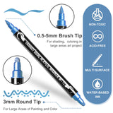 28 Metallic Colors Acrylic Paint Markers, Dual Tip Acrylic Paint Pens for Rock Painting, Black Paper, Wood, Canvas, Stone, Glass, Ceramic, DIY Crafts Making Art Supplies (Brush Tip and Round Tip) TANMIT