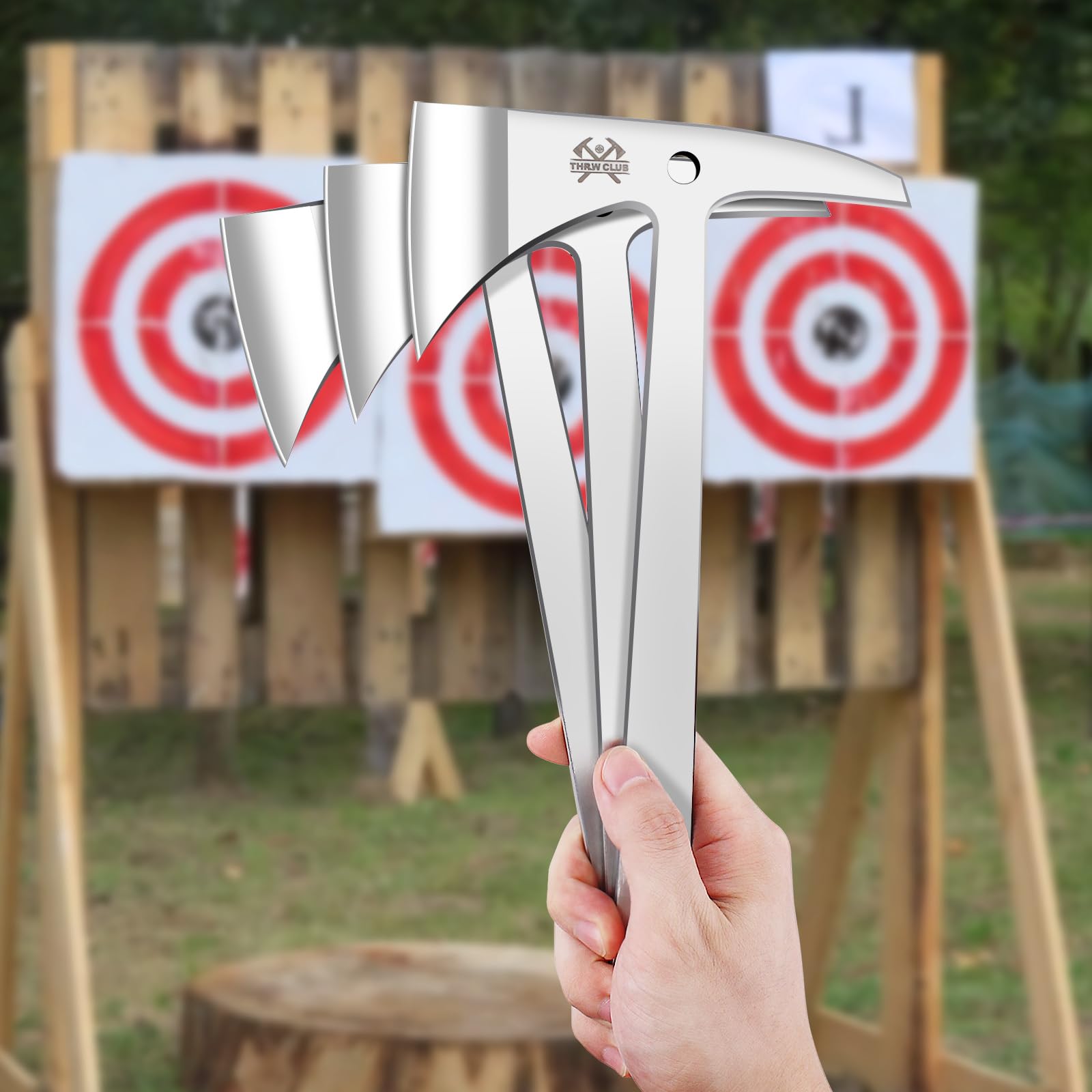 THRWCLUB Throwing Axe Set 6-Pack, 11" Throwing Axes and Tomahawks with Full Tang Stainless Steel Design, Tomahawk Axe with Nylon Sheath for Axe Throwing Competition and Recreation - WoodArtSupply