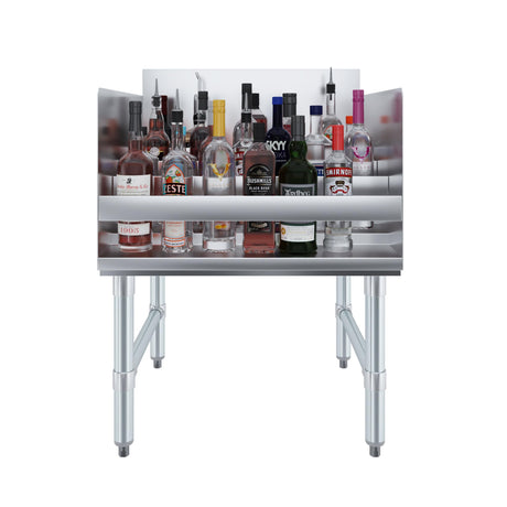 AmGood 22.5 in. x 24 in. x 33 in. Stainless Steel Four-Tier Liquor Display Rack AmGood