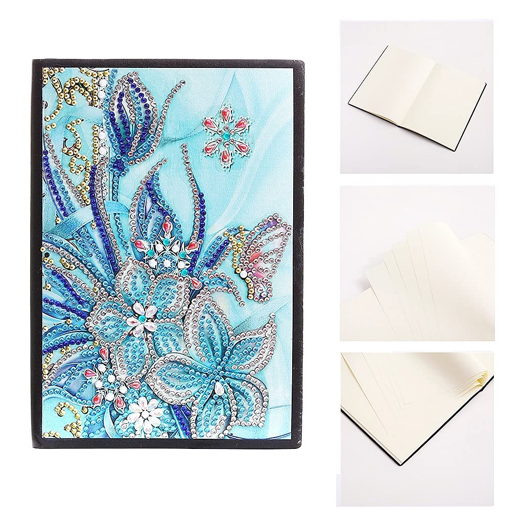 Generic 5D Diamond Painting Notebook and Bookmark Kits Butterfly Among Flowers Cover Leather Special Shaped Journal Sketchbook Crystal Diamond Art Hardcover Dairy Book Festival Birthday Gift 21x15cm Generic