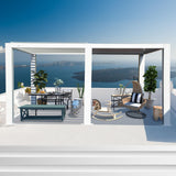 Domi Louvered Pergola 12'x20' Sun Shade Outdoor Aluminum Rainproof Pergola with Adjustable Roof for Backyard Garden Deck (White) domi outdoor living