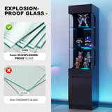MEISSALIVVE Glass Display Cabinet, 3-Tier Display Case with 7 Color Led Lights, 70.87''H Lighted Curio Cabinet for Collectibles, Trophy, High Gloss, Black MEISSALIVVE
