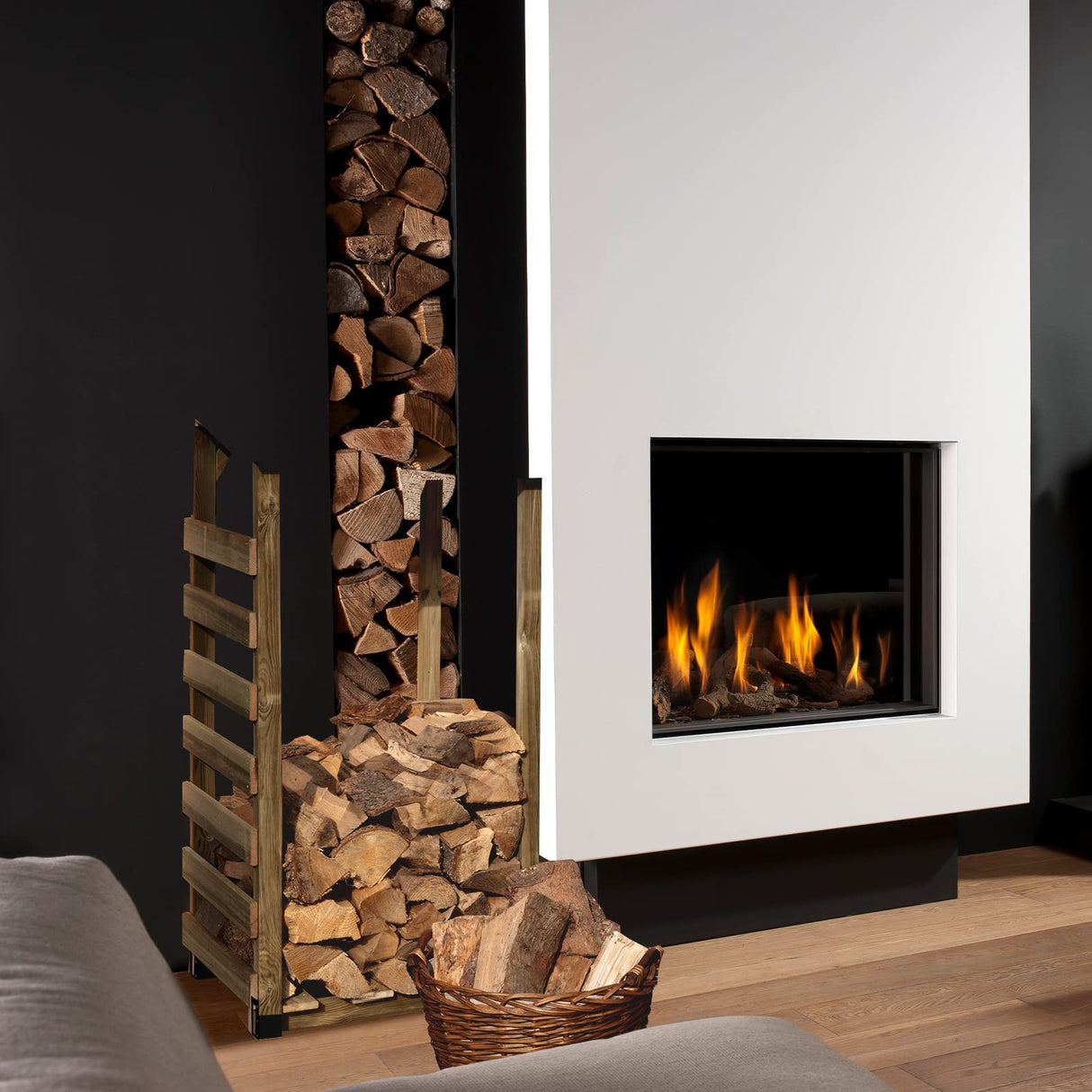 Zhitaoxun 4 Pack Firewood Log Storage Rack Bracket,Indoor Outdoor Adjustable Heavy Duty Powder Coated Steel Holder,Fireplace Wood Storage, Log Holder Zhitaoxun