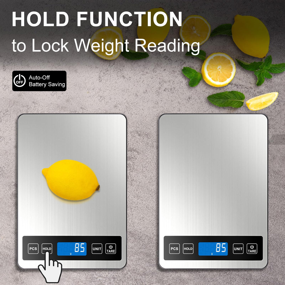 Fuzion Food Scale, 1g/0.1oz Digital Kitchen Scale - 22lb, 7 Units, Tare & PCS, Rechargeable Power, Tempered Glass & Stainless Steel - Food Weight Scale Grams and Ounces for Cooking, Baking Fuzion