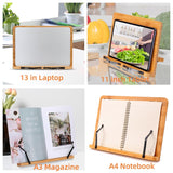 MEGREZ Book Stand for Reading (13.2 x 9.4 inch) Bamboo Cookbook Stand Holder for Kitchen, Adjustable Book Holder Stand for Tablet/Textbook Holder/Hollow Bookrest Stand, Giraffe and Tree MEGREZ
